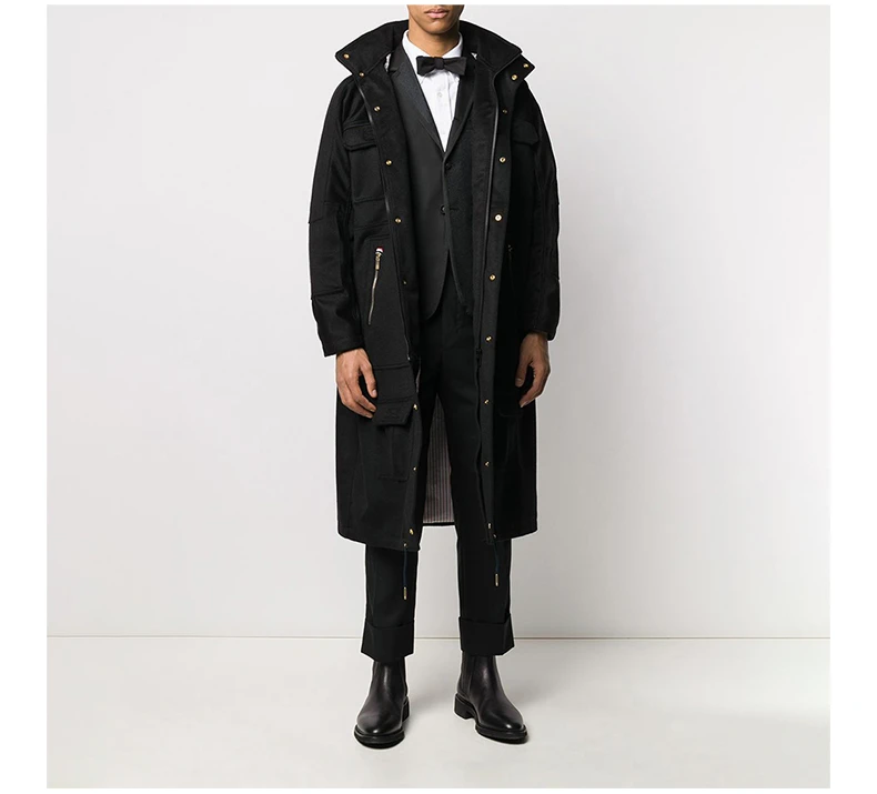 商品Thom Browne|THOM BROWNE 男士白色牛津纺配罗缎�开襟长袖衬衫 MWL001A-06496-100,价格¥3088,第7张图片详细描述