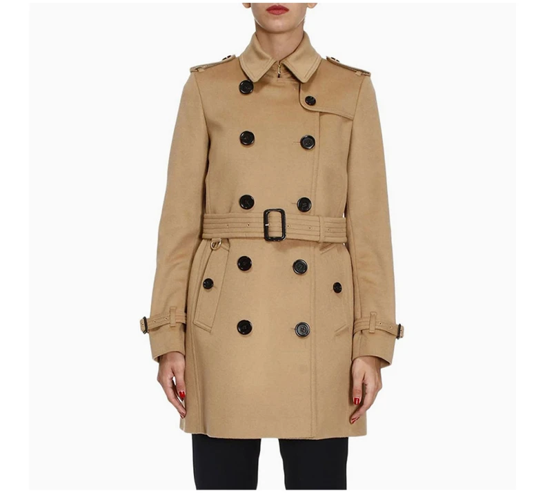 商品[国内直发] Burberry|BURBERRY 女士肯辛顿羊毛羊绒风衣 4019202,价格¥8684,第5张图片详细描述