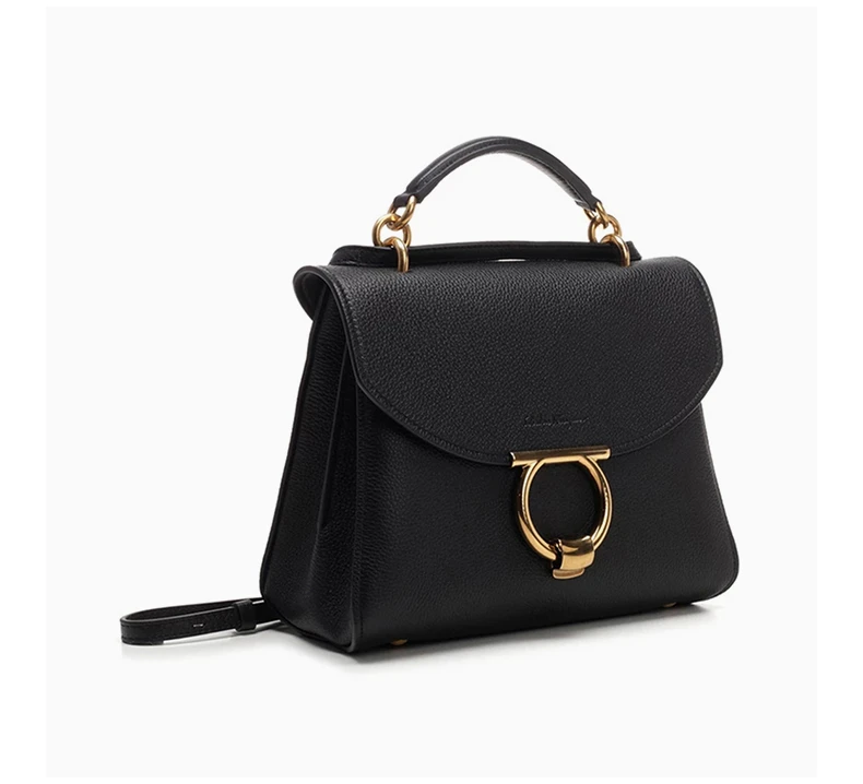 商品[国内直发] Salvatore Ferragamo|Salvatore Ferragamo 菲拉格慕 女士黑色牛皮手提包挎包 21-H493-0718459,价格¥13440,第4张图片详细描述
