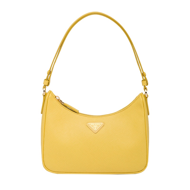 商品Prada|PRADA/普拉达 22新款 女士mini阳光黄saffiano皮革阴影纹理金色徽标单肩腋下流浪包1BC204_NZV_F0DLC_V_JOO,价格¥15001,第2张图片详细描述