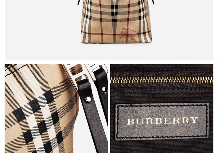 商品Burberry|Burberry 博柏利 女士米色pvc皮革手提包斜挎包 3882392,价格¥3552,第7张图片详细描述