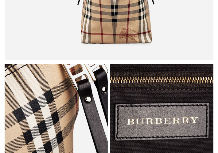 商品Burberry|Burberry 博柏利 女士米色pvc皮革手提包斜挎包 3882392,价格¥3472,第9张图片详细描述