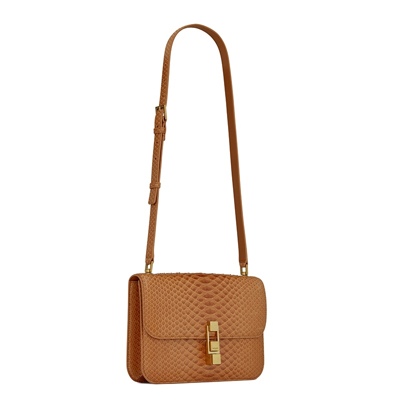 商品Yves Saint Laurent|SAINT LAURENT PARIS/圣罗兰 YSL 秋冬新款 CARRÉ系列 女士榛子色蟒蛇皮金色搭扣翻盖方形手提斜挎单肩包633214L3QHW2748,价格¥24183,第6张图片详细描述