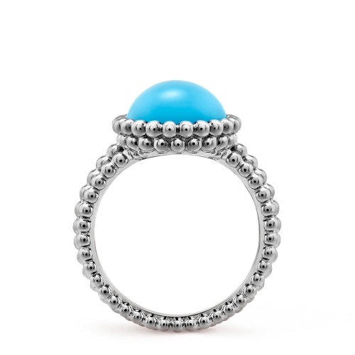 商品Van Cleef & Arpels| Van Cleef & Arpels/梵克雅宝 经典Perlée couleurs系列 18K金白金镶嵌圆形绿松石戒指指环VCARP4DQ00,价格¥29298,第3张图片详细描述