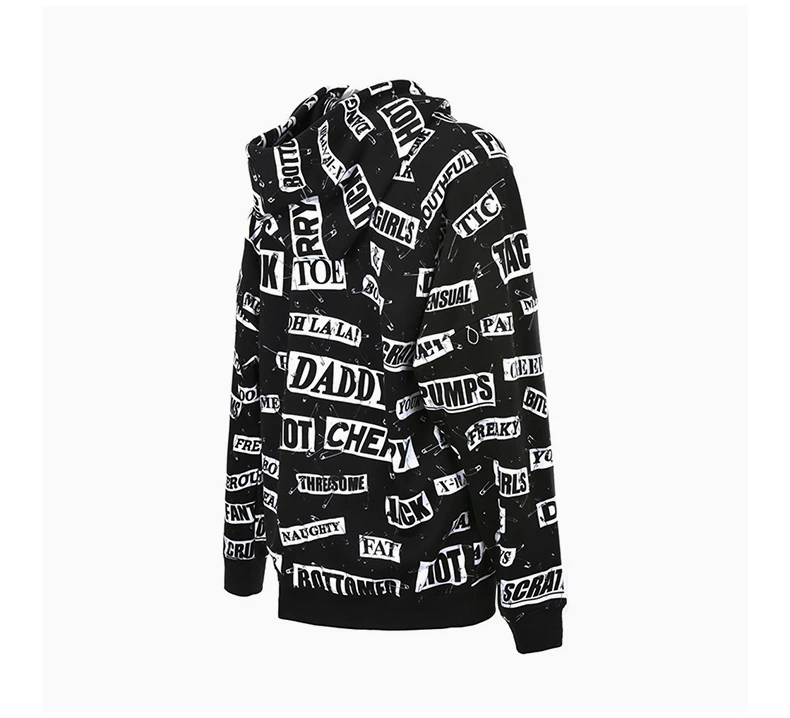 商品Moschino|MOSCHINO 女士黑色别针字母印花拉链长袖连帽卫衣 EJ1710-5527-3555,价格¥2242,第6张图片详细描述