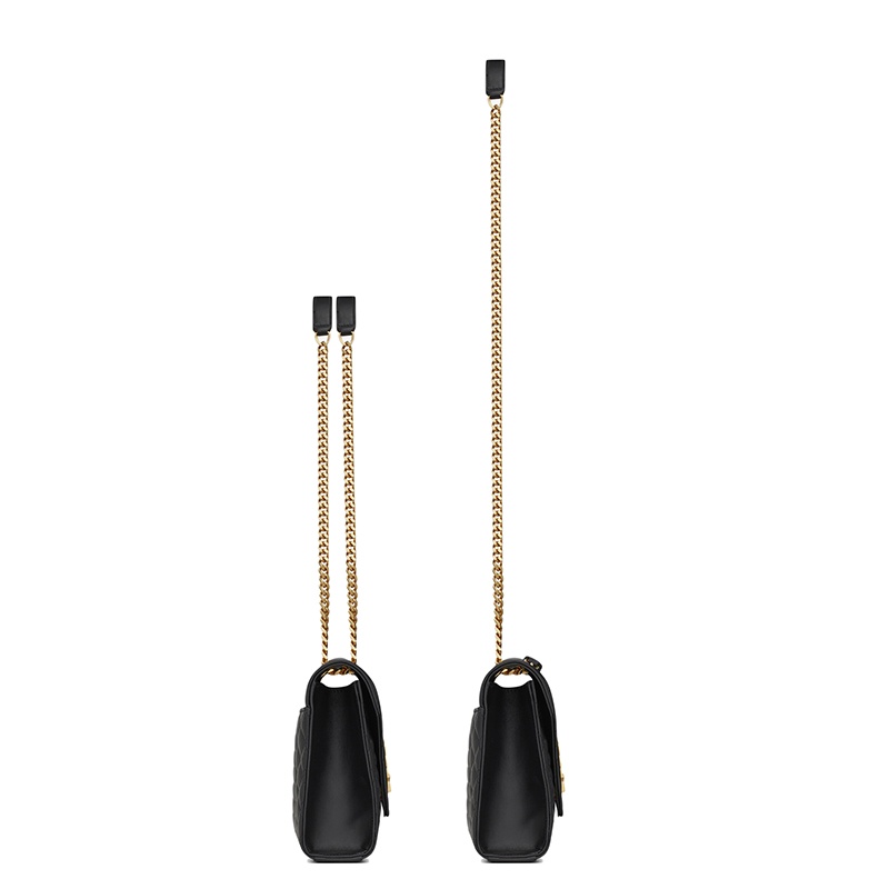 商品Yves Saint Laurent|SAINT LAURENT PARIS/圣罗兰 YSL 21秋冬新款ENVELOPE系列 女士中号黑色绗缝软皮革金扣斜挎单肩信封包,价格¥18847,第4张图片详细描述