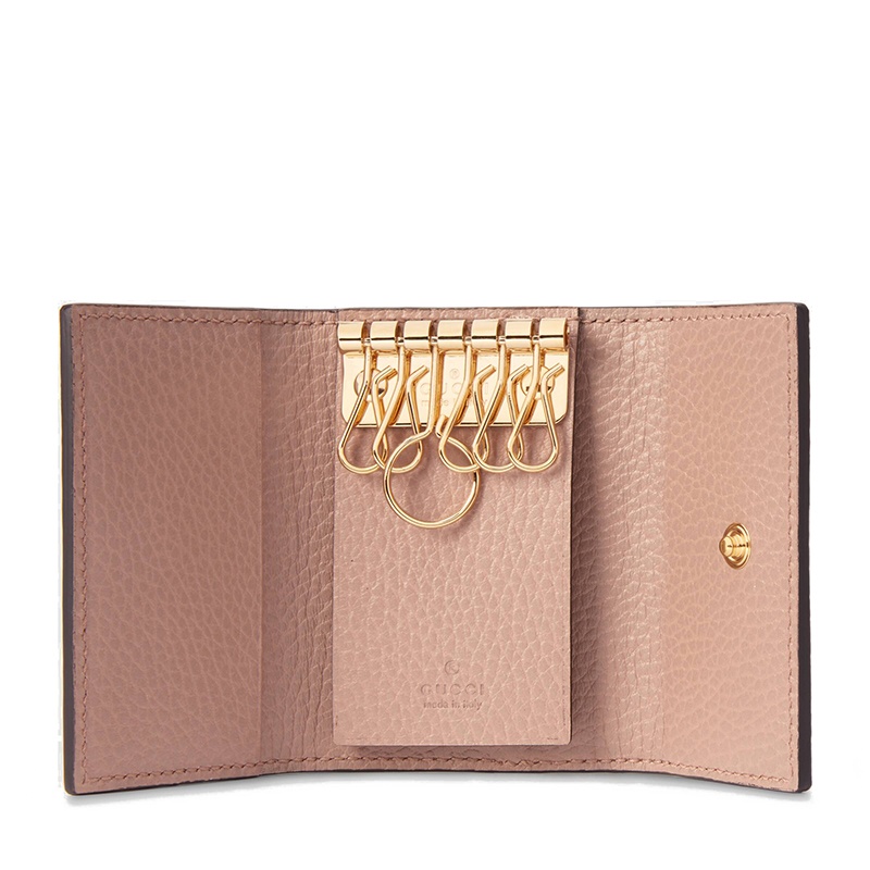 商品Gucci|GUCCI/古驰 GG Marmont系列 女士深粉色皮革老花帆布钥匙包,价格¥1980,第3张图片详细描述