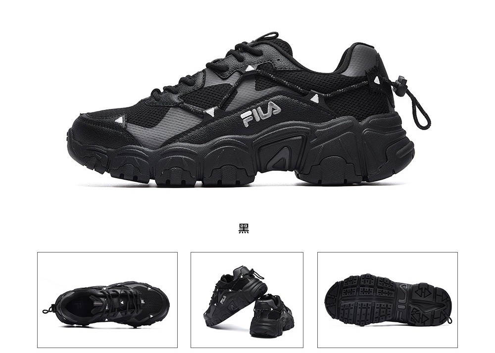 商品Fila|【SAvenue】FILA 斐乐猫爪跑鞋韩版 男女同款 黑灰(提示：保税仓货品一人不可超过5单)1JM01248001 LY,价格¥276,第2张图片详细描述