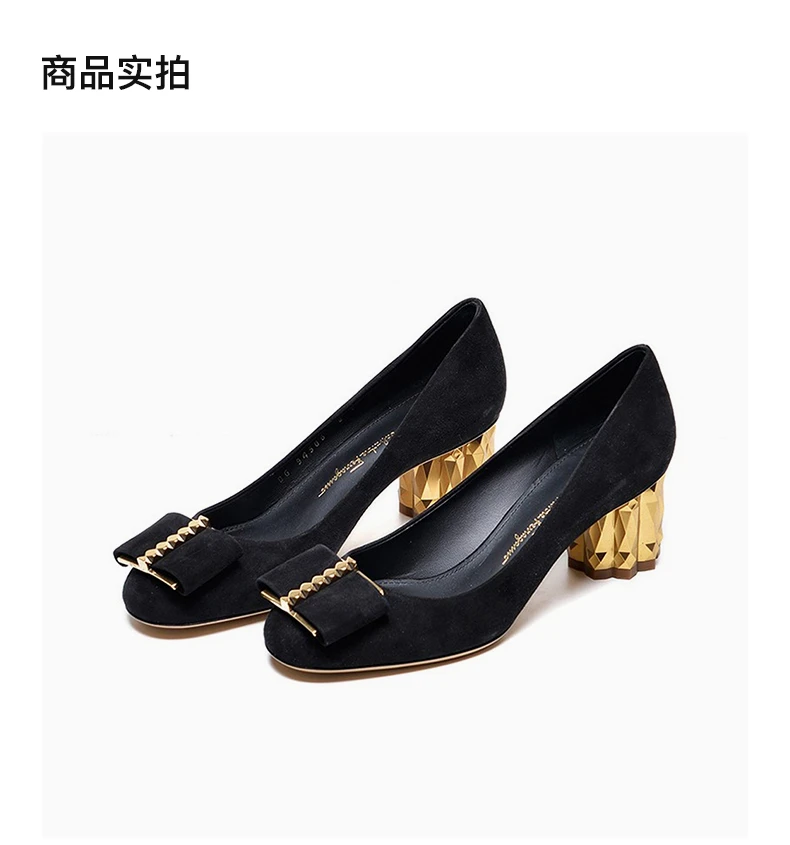 商品Salvatore Ferragamo|SALVATORE FERRAGAMO 女士黑色牛皮奢侈品高跟鞋 0715154,价格¥2725,第4张图片详细描述