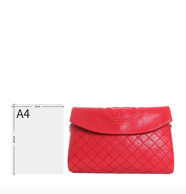 商品Tory Burch|TORY BURCH 女士Fleming系列红色菱形绗缝和压花炸弹“T”小羊皮相机包 48722-642,价格¥2380,第3张图片详细描述