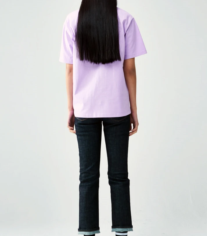 商品Evisu|【享贝家】（国内现货-QD）Evisu 福神 纯色小标圆领休闲宽松短袖T恤 男女同款 粉紫 EU5UTS925LV,价格¥164,第6张图片详细描述