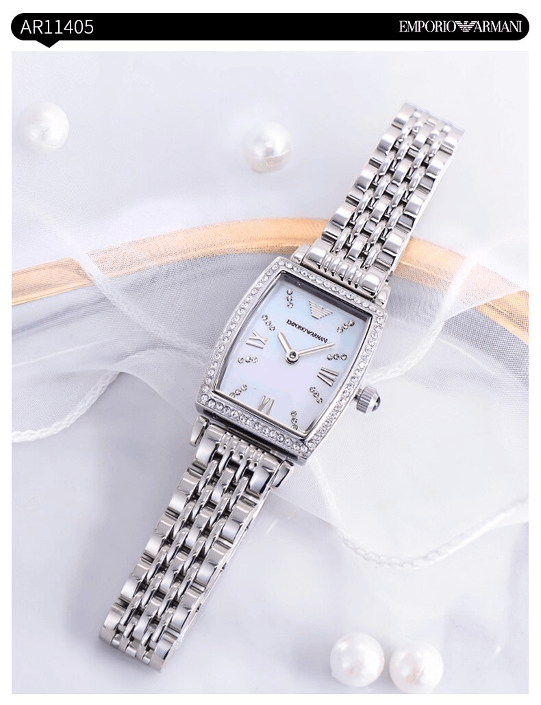 商品Emporio Armani|阿玛尼（Emporio Armani） 满天星系列小方表钢带休闲石英女表 时尚质感AR11405 26mm,价格¥6348,第2张图片详细描述