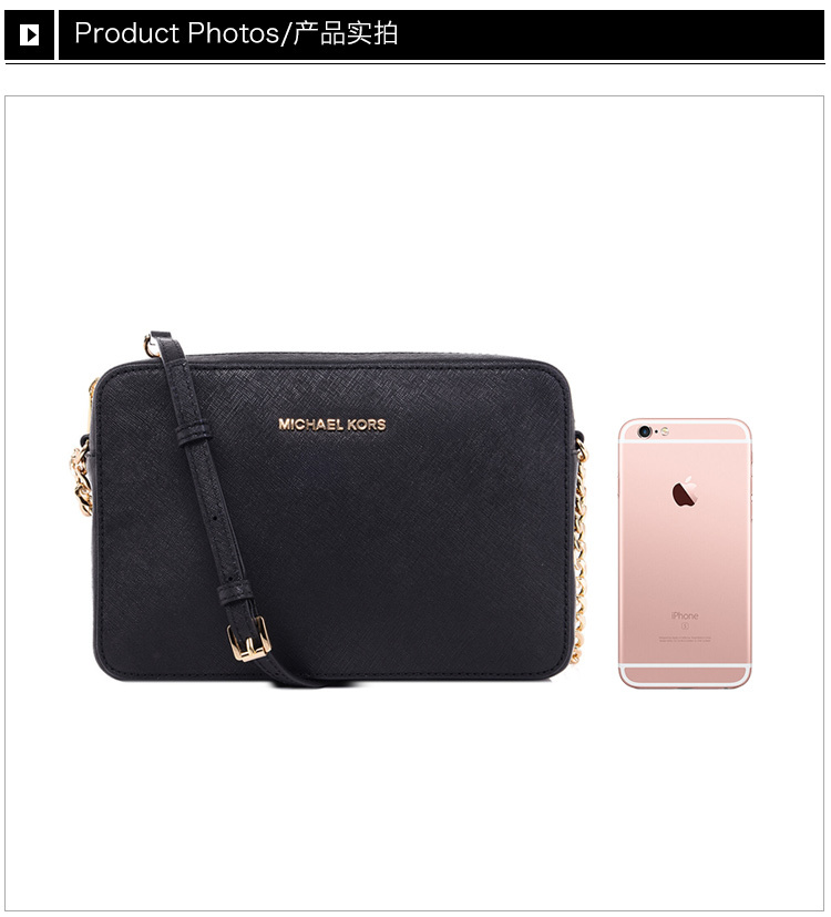 商品Michael Kors|Michael Kors 迈克高仕 Jet Set Travel系列黑色牛皮女士挎包 32S4GTVC3L-BLACK,价格¥864,第3张图片详细描述