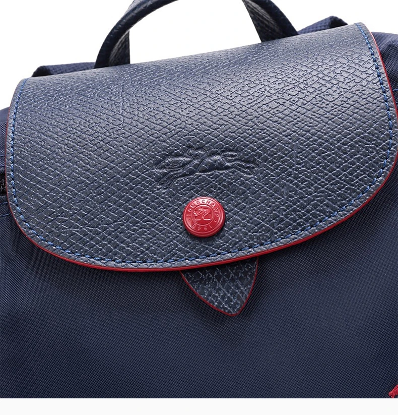 商品Longchamp|LONGCHAMP 女士海军蓝色翻盖拉链红色刺绣奔马徽标双肩包 1699619-556,价格¥657,第10张图片详细描述