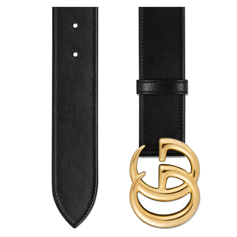 商品Gucci|GUCCI/古驰  男女通用黑色小牛皮亮金GG扣4cm腰带,价格¥3304,第4张图片详细描述