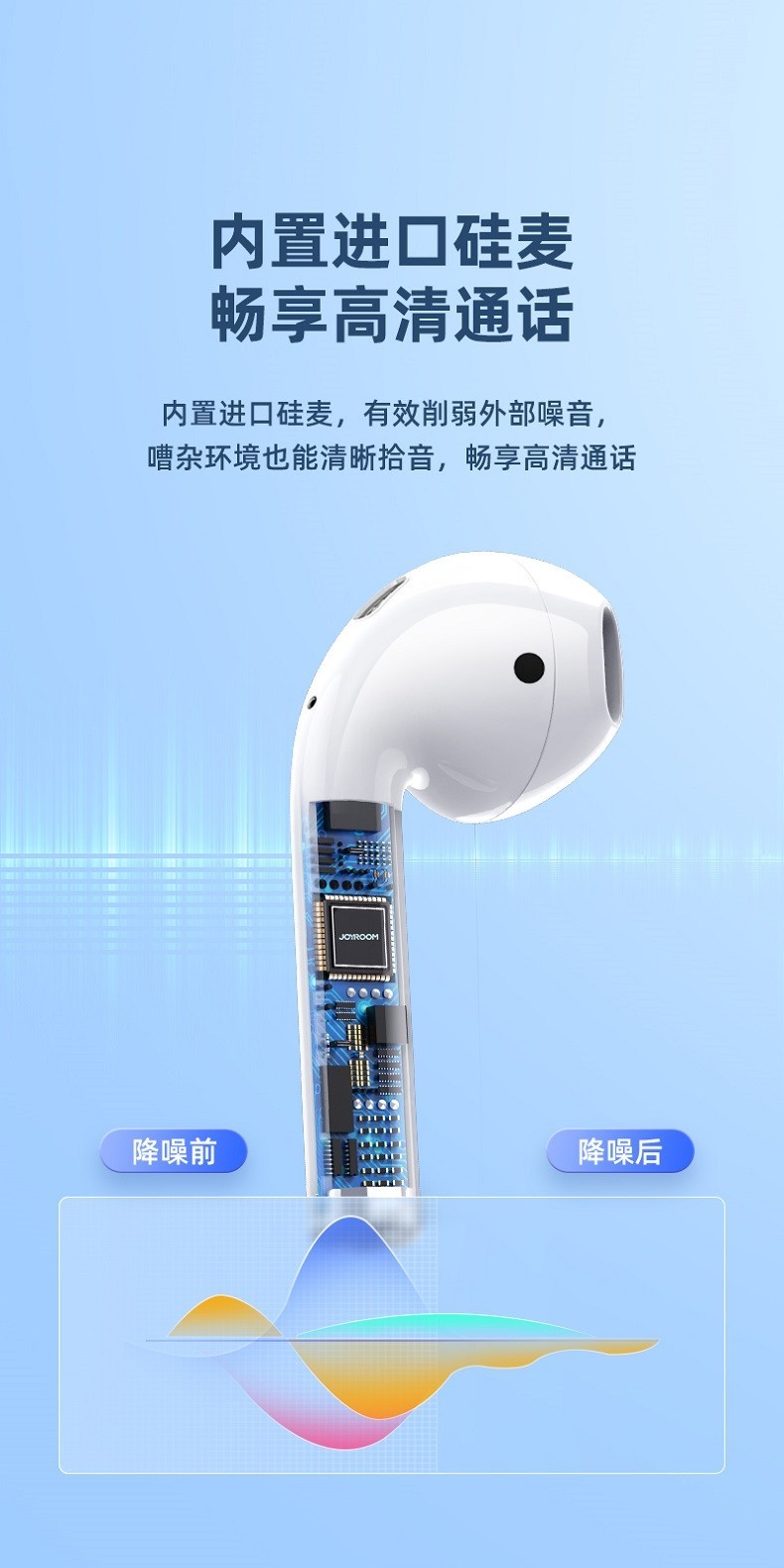 商品[国内直发] JOYROOM|机乐堂（JOYROOM） JR-T03S Air双边真无线蓝牙耳机HIFI无损音质蓝牙5.1高清通话 白色,�价格¥369,第5张图片详细描述