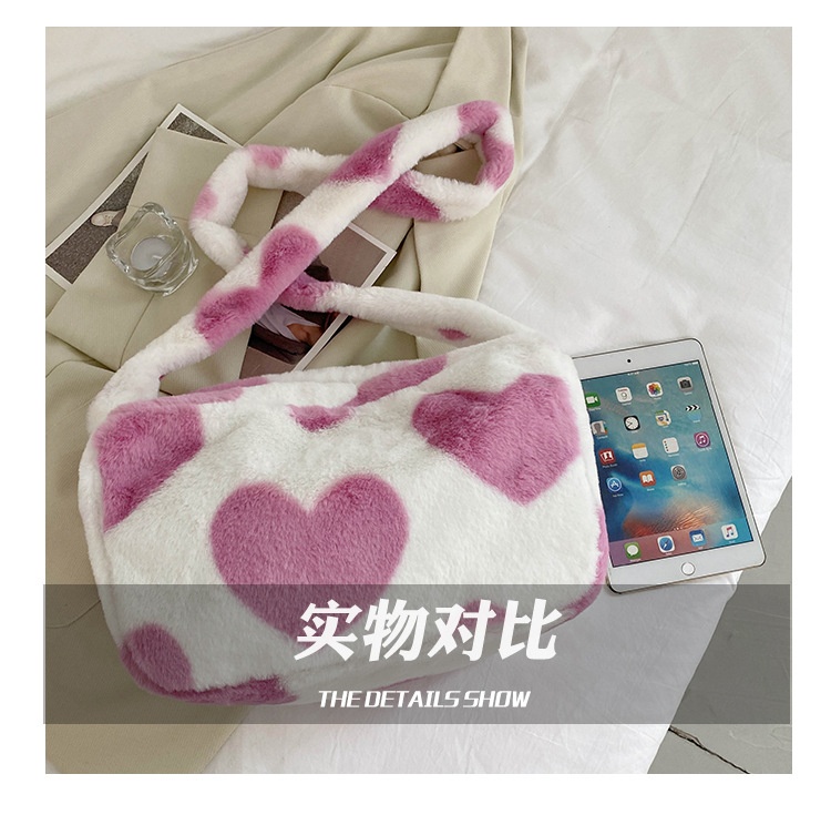 商品[国内直发] GLENVINTEN|格岚云顿毛毛包女包秋冬新款韩版时尚毛绒托特包女式单肩斜挎腋下包,价格¥133,第8张图片详细描述