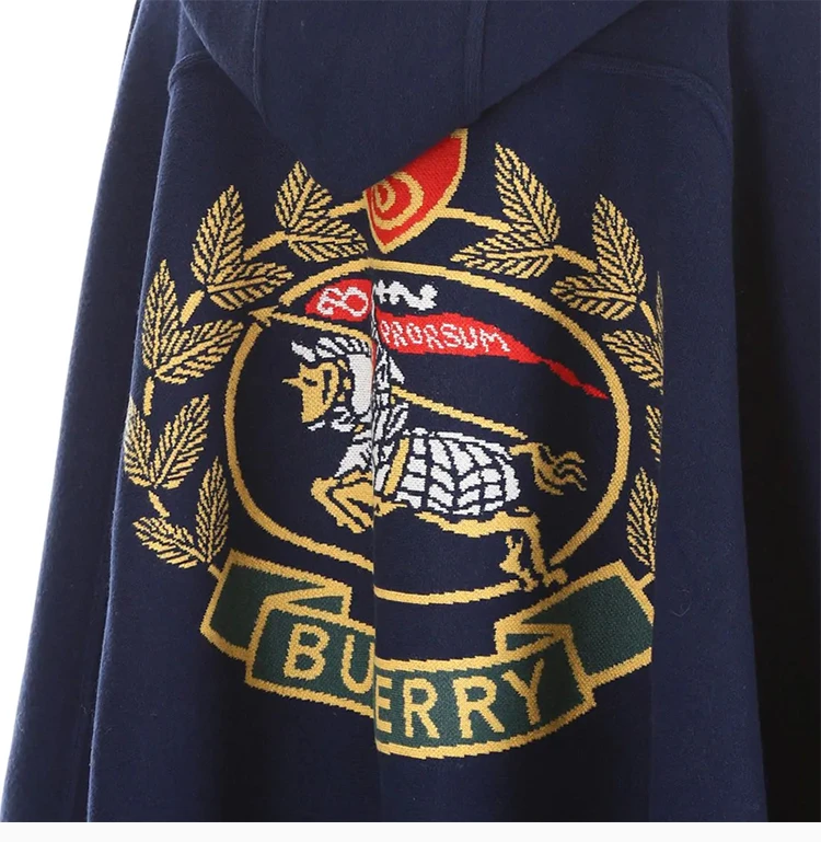 商品[国内直发] Burberry|Burberry 博柏利 蓝色羊毛女士针织斗篷 8007213,价格¥8608,第8张图片详细描述