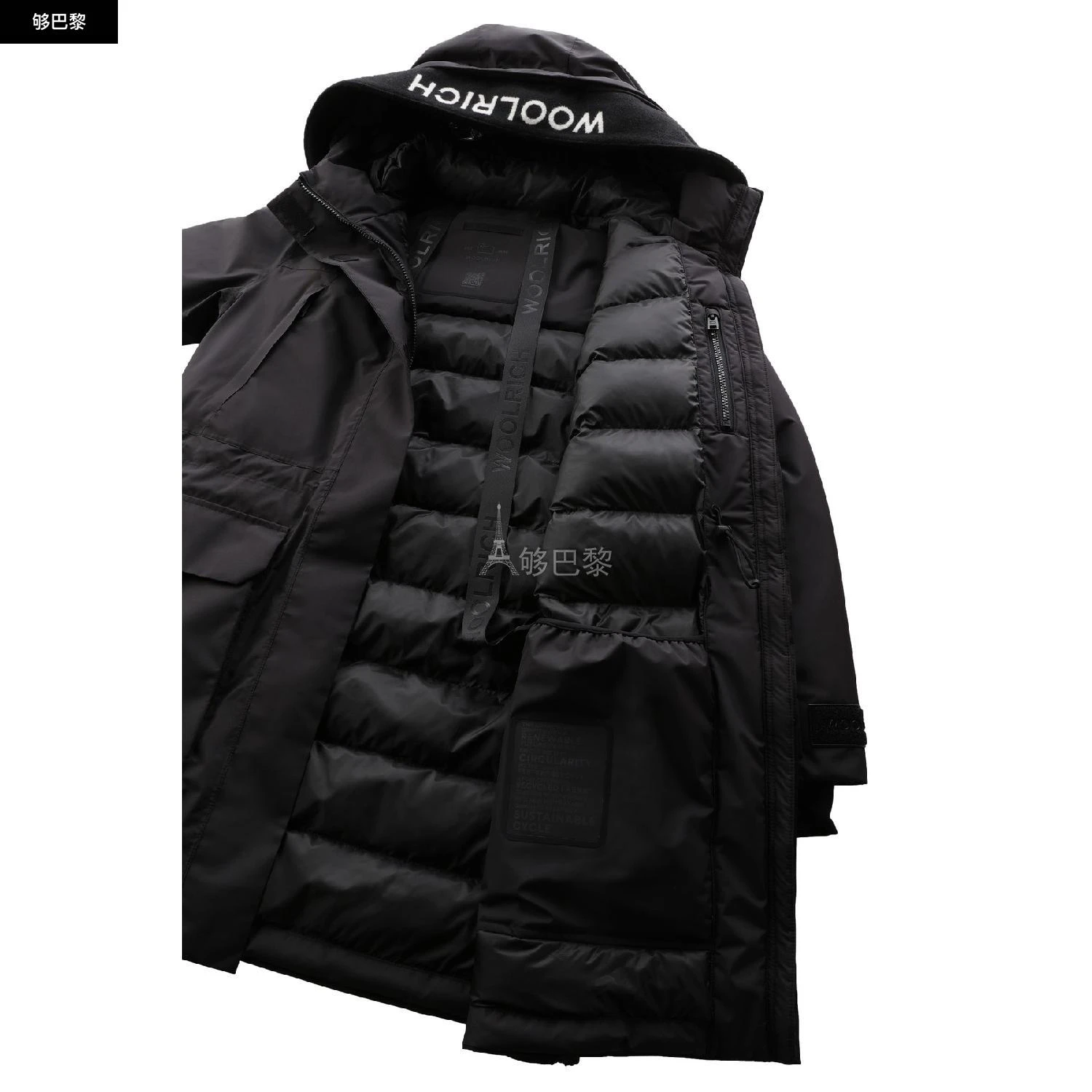 商品Woolrich|【特惠8.7折】包邮包税【预售7天发货】 WOOLRICH 女士 大衣 Harveys 防水风雪大衣  WOO497Q4BCK,价格¥7637,第4张图片详细描述