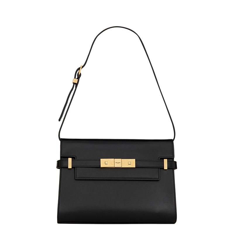 商品Yves Saint Laurent|SAINT LAURENT PARIS/圣罗兰 YSL 21秋冬新款MANHATTAN系列 女士小号黑色牛皮革翻盖手提单肩腋下包,价格¥20270,第2张图片详细描述