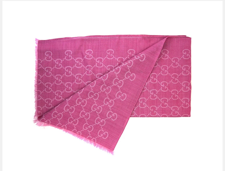 商品Gucci|GUCCI 古驰 女士粉色羊毛丝绸围巾 165904-3G646-5872,价格¥1168,第3张图片详细描述