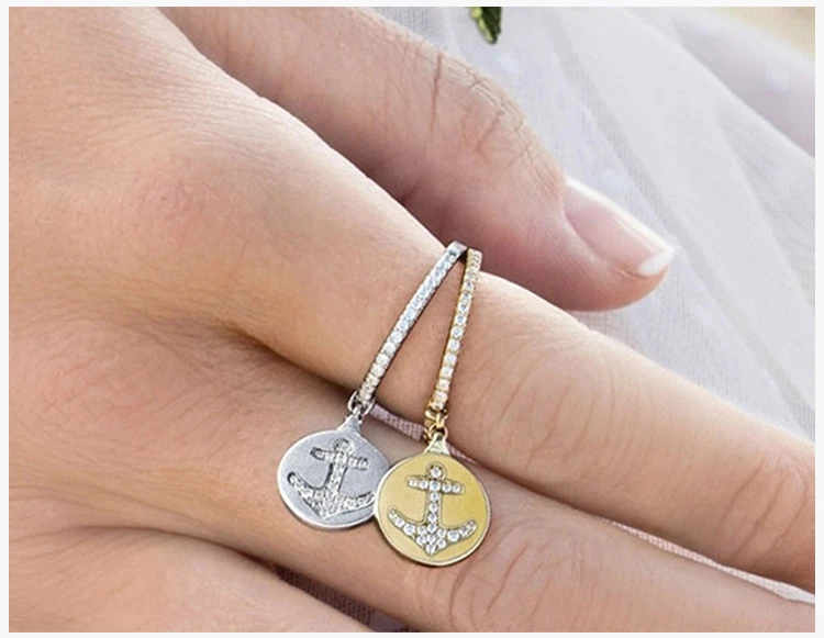 商品[国内直发] apm Monaco|APM MONACO 女士银色银镶钻锚陀戒指 A18115OX,价格¥312,第10张图片详细描述