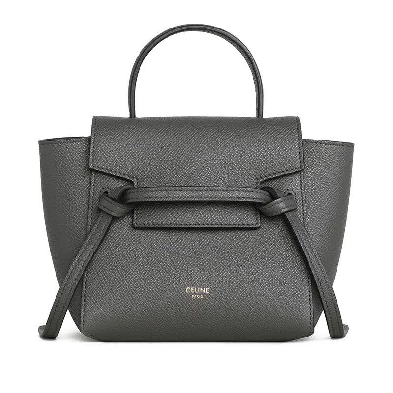 商品Celine|CELINE/赛琳 2020新款BELT PICO系列 灰色荔枝纹小牛皮手提单肩金扣PICO鲶鱼包194263ZVA.10DC,价格¥13471,第3张图片详细描述