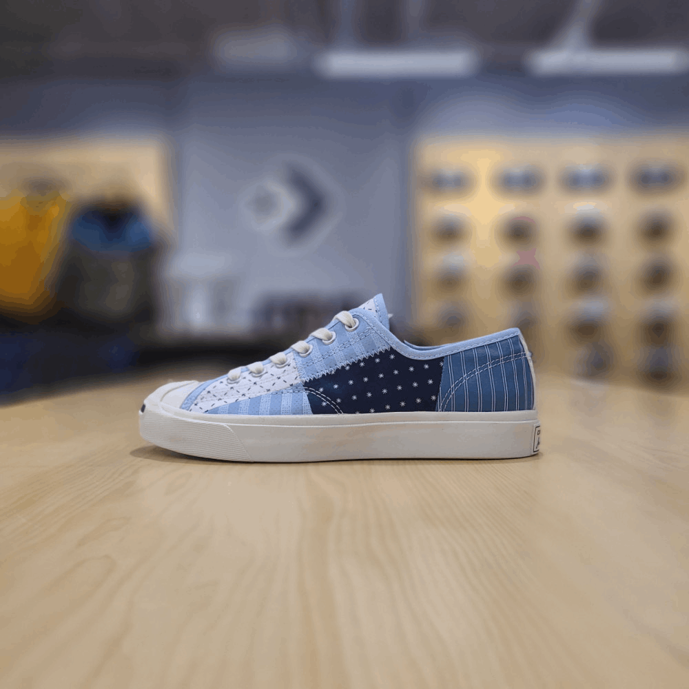 商品【预售商品15天发货】 Converse|【韩国直邮|包邮包税】匡威[converse] 运动鞋 Jack Purcell 金色 基本的 装饰 Shuting Chambray 蓝色 帆布鞋 171723C,价格¥404,第2张图片详细描述