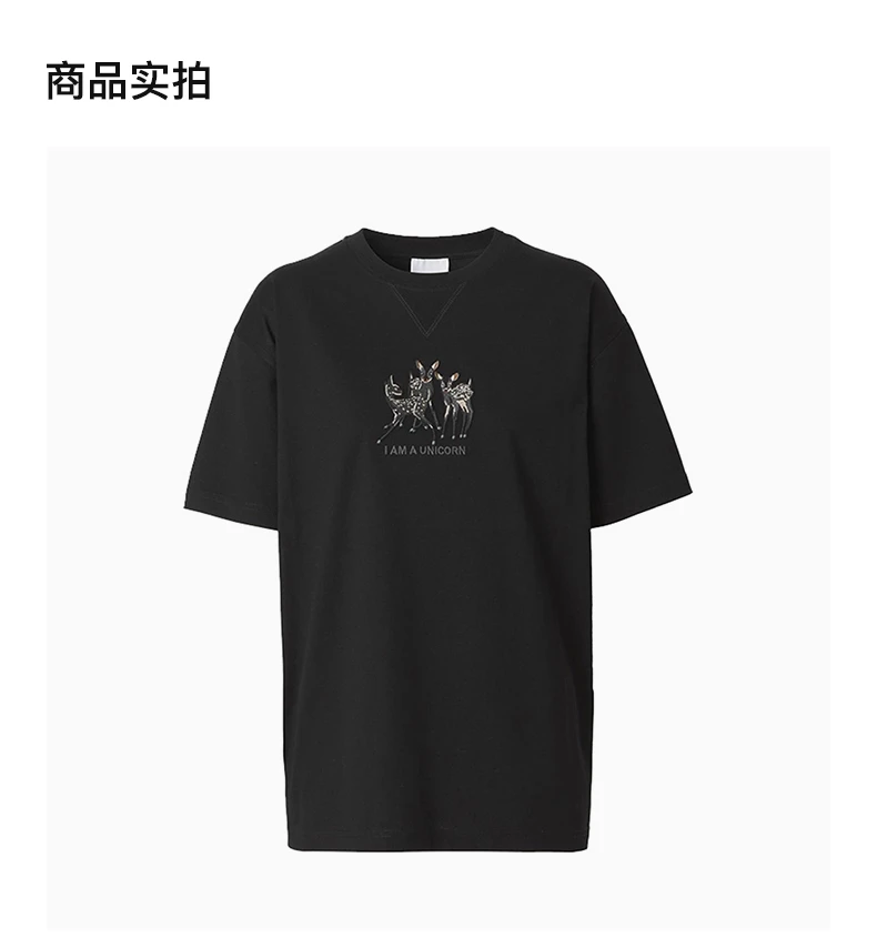 商品Burberry|BURBERRY 黑色女士T恤 8042882,价格¥2930,第4张图片详细描述