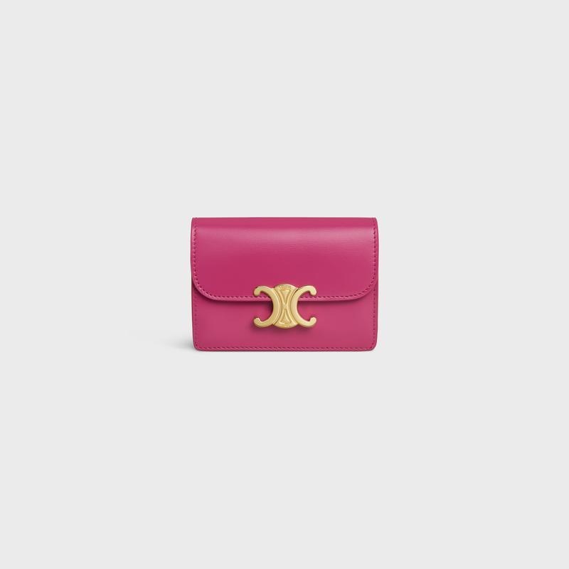 商品Celine|CELINE赛琳 女士紫红色小牛皮卡片夹,价格¥3239,第5张图片详细描述