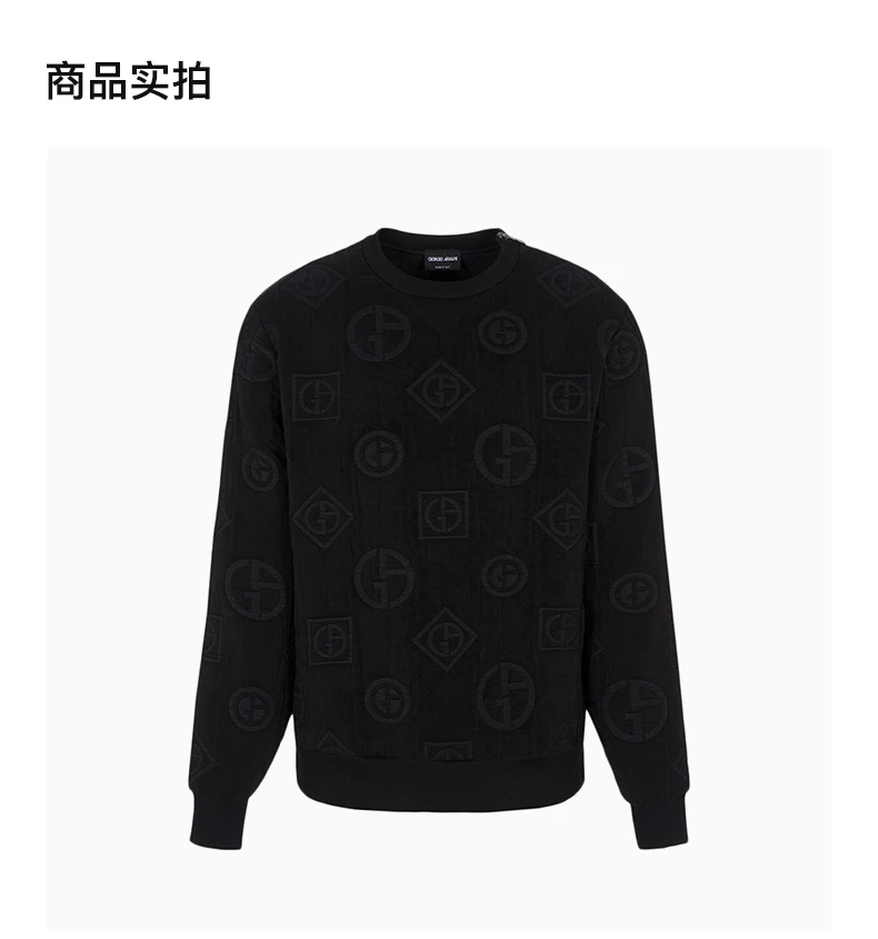 商品[国内直发] Giorgio Armani|GIORGIO ARMANI 男士黑色通体徽标圆领卫衣 3LSM77-SJWXZ-UC99,价格¥7430,第4张图片详细描述