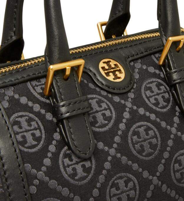 商品Tory Burch|TB汤丽柏琦T MONOGRAM 迷你提花酒桶包拉链开合手提单肩斜挎桶包（香港仓发货）,价格¥2605,第40张图片详细描述