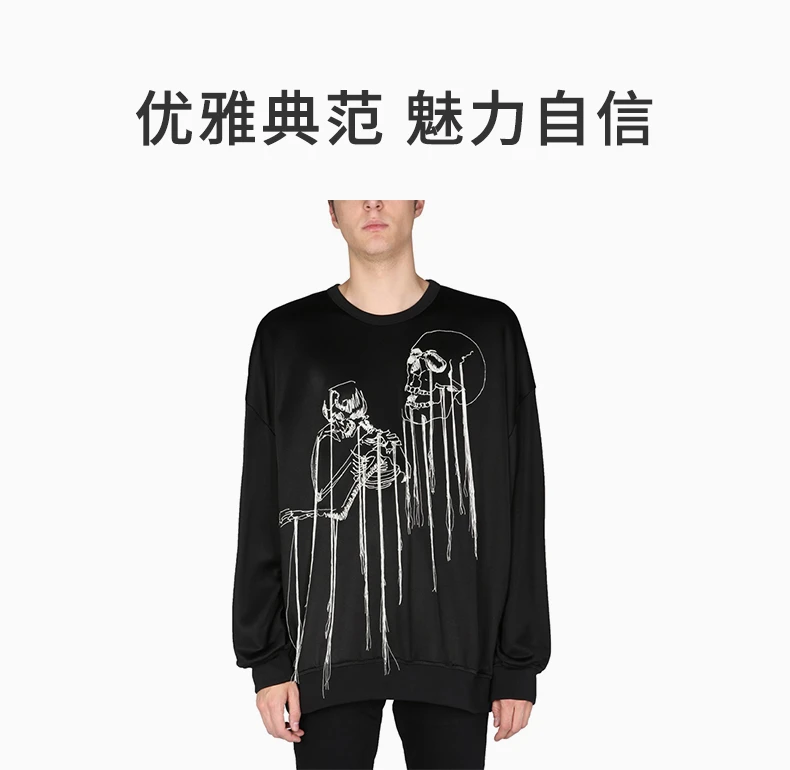 商品Alexander McQueen|ALEXANDER MCQUEEN 男士黑色印花棉质卫衣 683192-QSX52-1000,价格¥2487,第1张图片详细描述