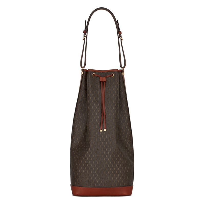 商品Yves Saint Laurent|SAINT-LAURENT PARIS/圣罗兰 YSL 秋冬新款 SEAU LONG系列 女士栗色老花帆布抽绳封口长水桶包6685812UY2W2166,价格¥13447,第5张图片详细描述