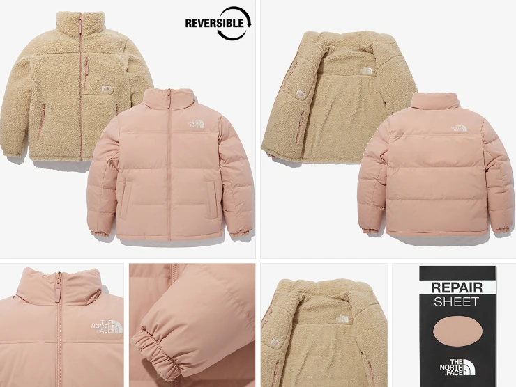 商品The North Face|【享贝家】（国内现货-LY）北面 FW22 户外休闲双面穿羽绒服 棉服 男女同款 粉色 NJ1DN77CPPI,价格¥1309,第5张图片详细描述