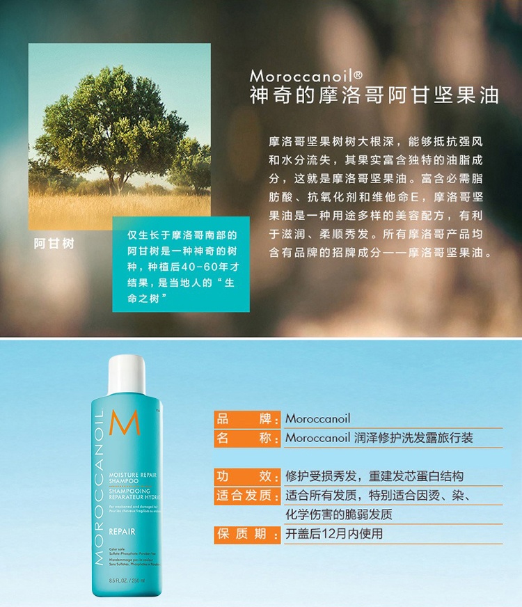 商品Moroccanoil|Moroccanoil摩洛哥洗发露250ml ,价格¥211,第2张图片详细描述