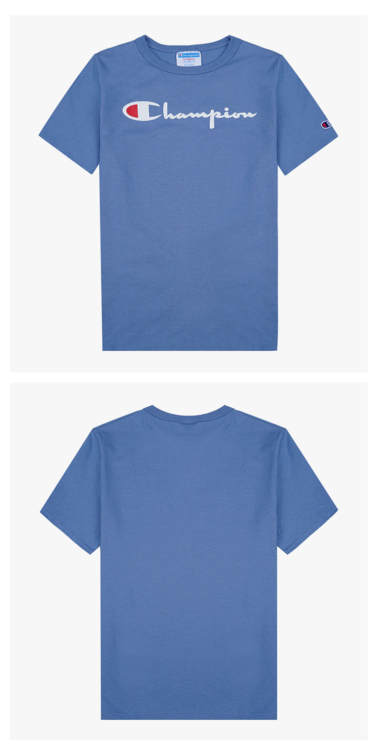 商品[国内直发] CHAMPION|CHAMPION 男士蓝色棉质短袖T恤 GT19-Y08254-1PR,价格¥198,第1张图片详细描述