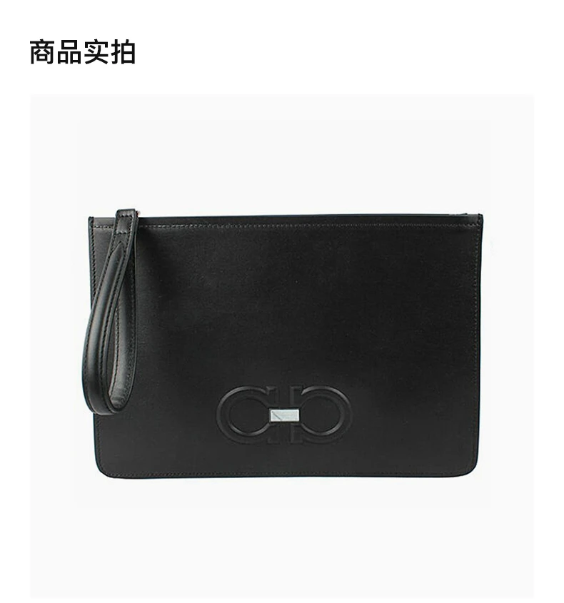 商品[国内直发] Salvatore Ferragamo|SALVATORE FERRAGAMO 男士黑色皮革手拿包 24-A124-704185,价格¥2481,第2张图片详细描述