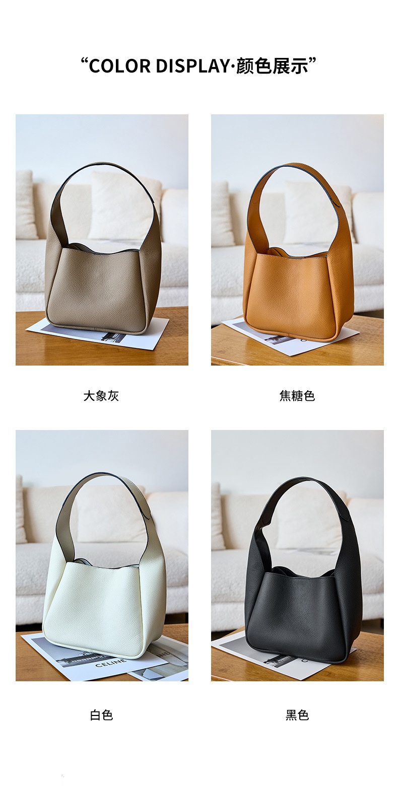 商品[国内直发] GLENVINTEN|格岚云顿真皮头层牛皮女包通勤单肩包头层牛皮水桶包菜篮子包包女2022小众腋下包,价格¥336,第6张图片详细描述