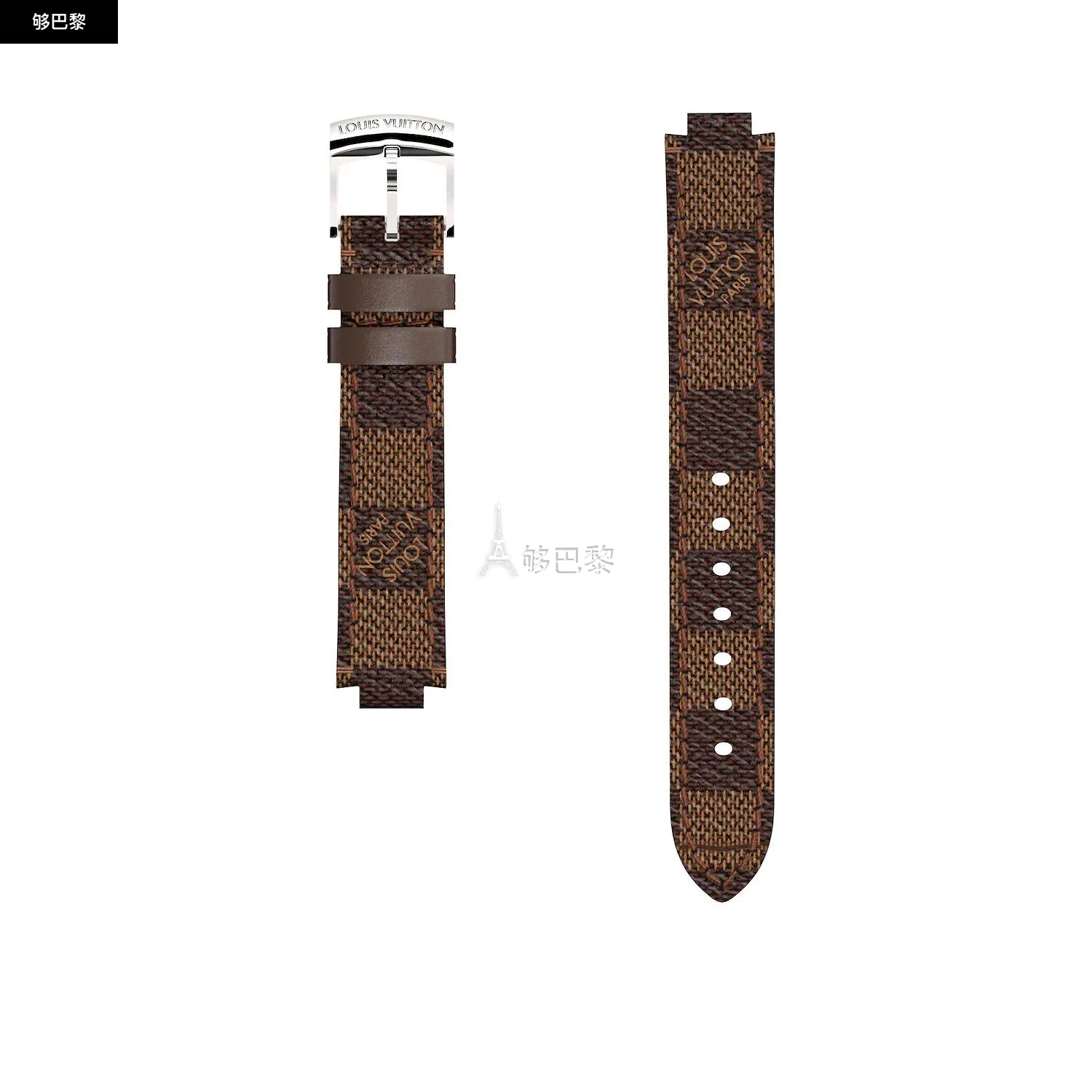 商品Louis Vuitton|【预售】 LV路易威登 25春夏 女士 手表带 Bracelet de montre Tambour en toile Damier Ébène R15184 ,价格¥4232,第3张图片详细描述