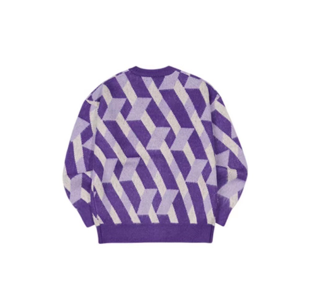 商品NERDY|【享贝家】NERDY 徽标LOGO宽松针织衫长袖毛衣 男女同款 紫色（预售款，10天发货） PNEF21KK06,价格¥356,第4张图片详细描述