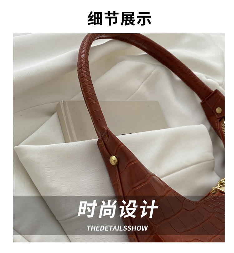 商品[国内直发] GLENVINTEN|格岚云顿腋下包女士包包2022秋季新款韩版时尚复古鳄鱼纹法棍包女式单肩包,价格¥355,第2张图�片详细描述