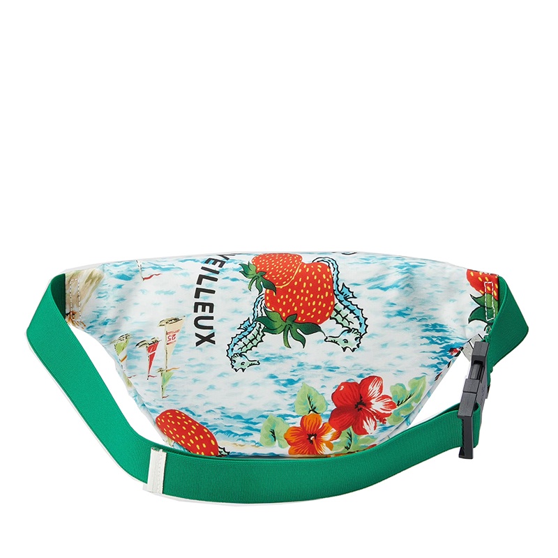 商品Gucci|GUCCI/古驰 儿童款绿色尼龙水果主题印花白色皮革饰边腰包‎502095URIAN4352,价格¥3490,第4张图片详细描述