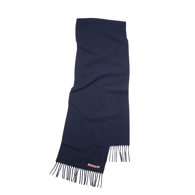 商品Acne Studios|ACNE STUDIOS 男女同款经典海军蓝色流苏羊毛围巾,价格¥1258,第3张图片详细描述