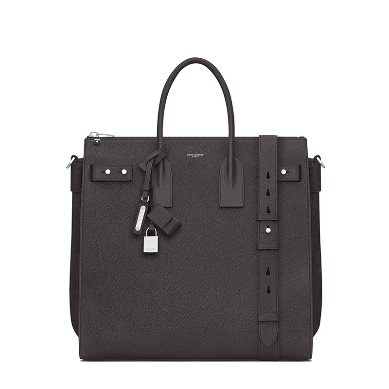 商品Yves Saint Laurent|SAINT LAURENT PARIS/圣罗兰 YSL NORTH/SOUTH系列男士风暴灰柔软小牛皮锁头可拆卸肩带手提斜挎单肩包480583DTI0E1112,价格¥19111,第2张图片详细描述