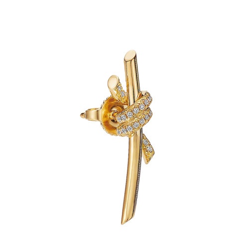 商品Tiffany & Co.|  Tiffany & Co./蒂芙尼 22春夏新款 Knot系列 18K金 黄金色 镶钻绳结耳钉69346472,价格¥32263,第4张图片详细描述