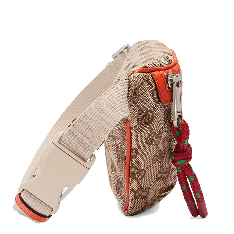 商品Gucci|GUCCI/古驰 The North Face联名系列 男士米色经典GG帆布橙色皮革细节斜跨腰包650299GY5UN8895,价格¥6605,第4张图片详细描述