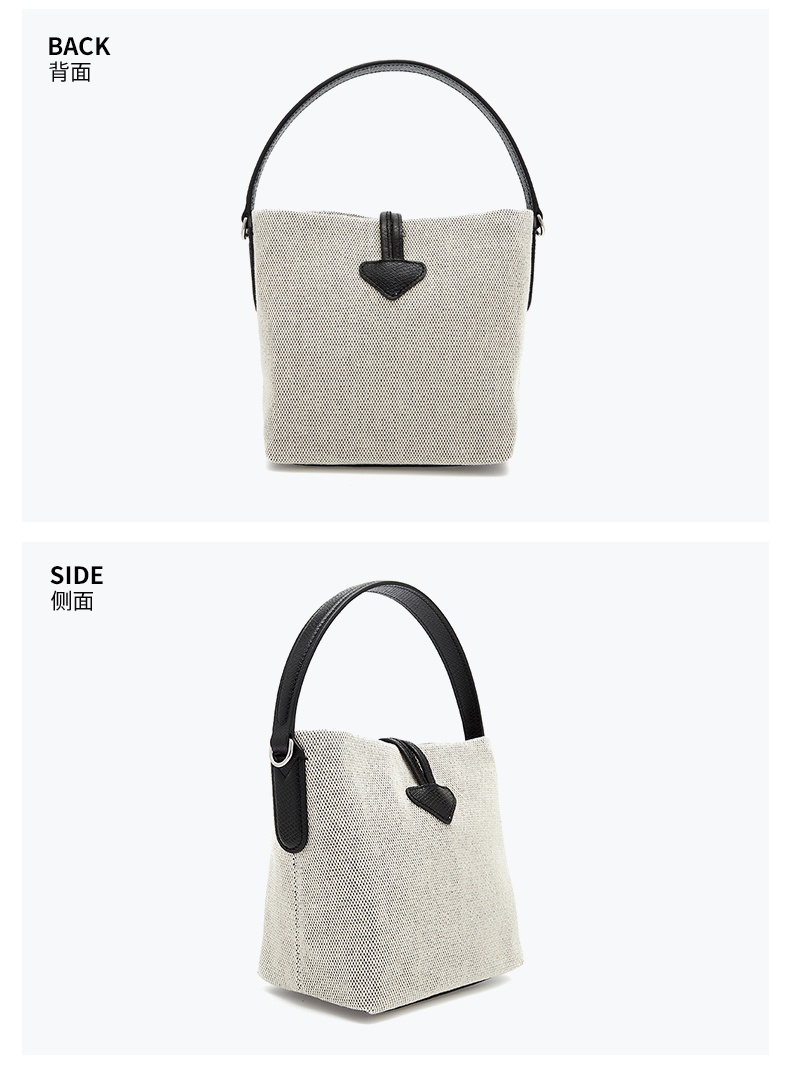 商品[国内直发] Longchamp|珑骧女包ROSEAU ESSENTIAL17 女士牛皮竹节扣单肩包手提包水桶包灰色小号礼物送女友,价格¥2661,第4张图片详细描述