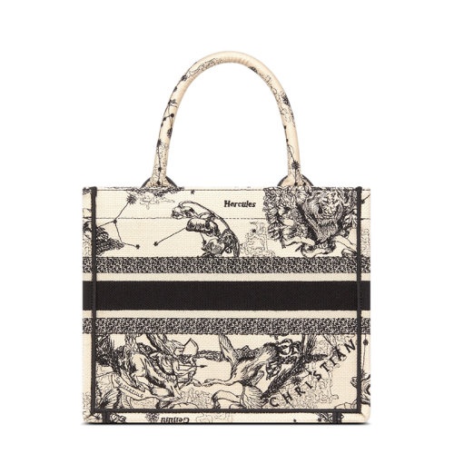 商品Dior|【包税】DIOR/迪奥 BOOK系列 女士小号奶白色织物星座茹伊印花刺绣单肩手提托特包M1265ZRHZ_M941,价格¥22347,第3张图片详细描述