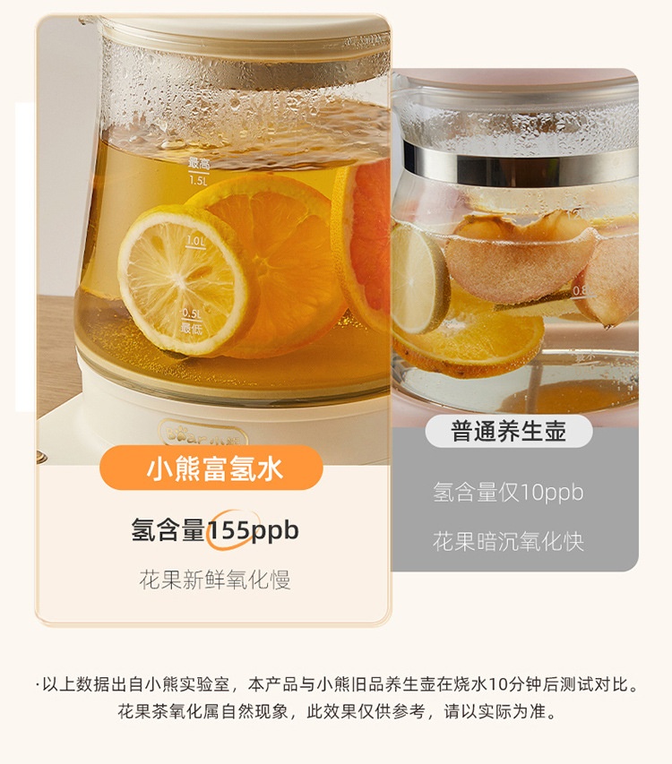 商品[国内直发] Bear|小熊YSH-E15L7富氢养生壶燕窝隔水炖盅多功能全自动玻璃电煮茶壶,价格¥370,第9张图片详细描述